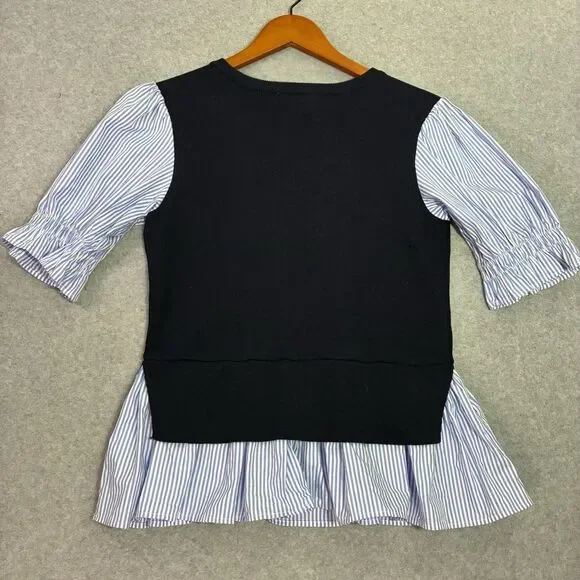 Black and Blue Striped Women's Top - Picture 6 of 6